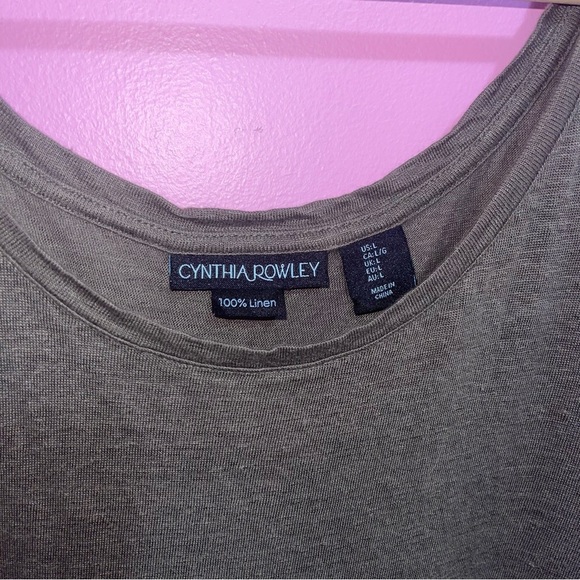 Cynthia Rowley Top Women's Size Large Olive Green Linen Sleeveless Blouse Tank - Picture 4 of 6